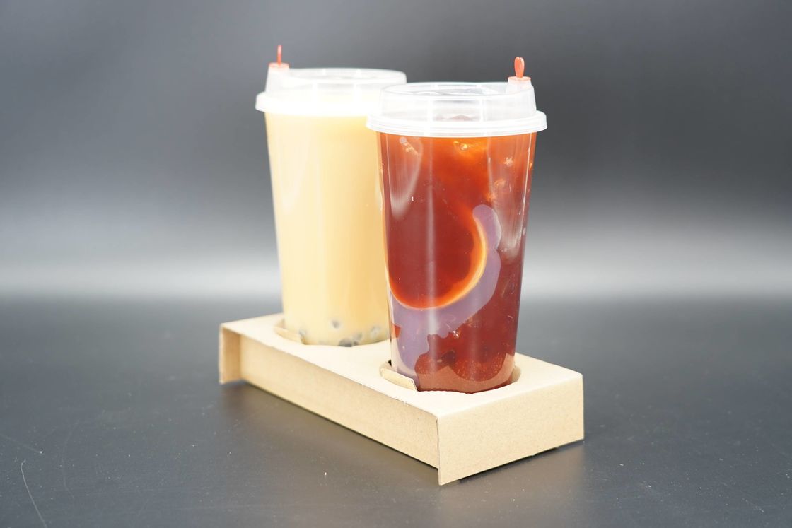 Custom Eco Friendly Disposable Paper Take Out Coffee Cup Drink Carriers 2 4 Pack Paper Cup Holder With Handle