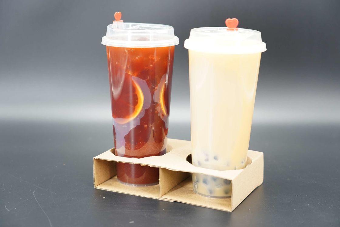 Custom Eco Friendly Disposable Paper Take Out Coffee Cup Drink Carriers 2 4 Pack Paper Cup Holder With Handle
