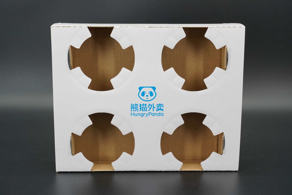 Factory Wholesale Custom Coffee Cardboard Cup Holders Eco Friendly Boba Bubble Tea Paper Cup Holder Tray